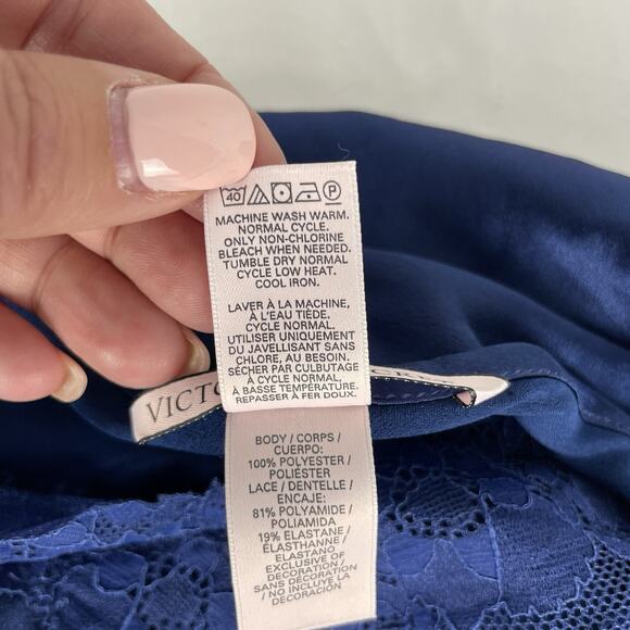 Victoria's Secret Satin Cami Set Navy Blue size M/L - Picture 8 of 10